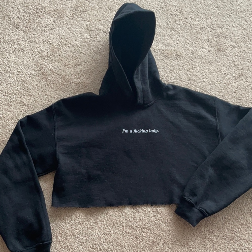 I’m a Fucking Lady small print - black cropped hoodie sweatshirt
